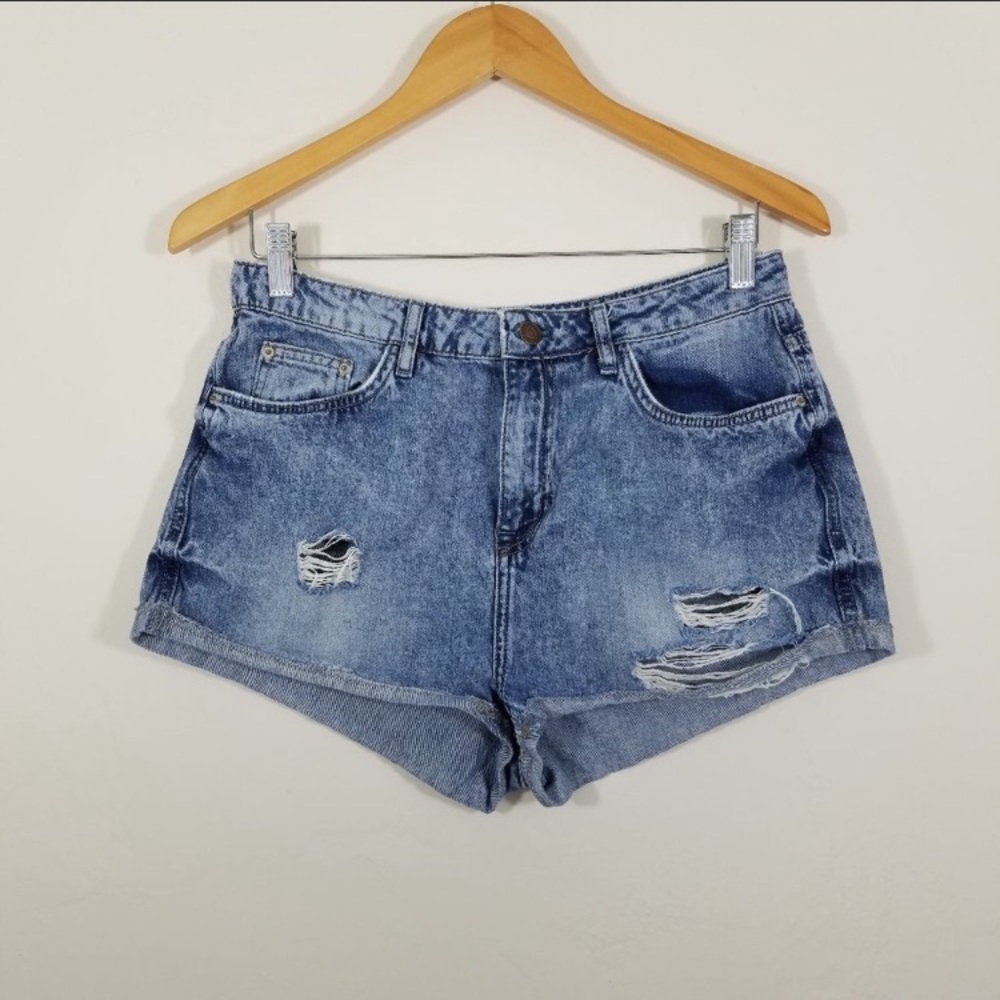 Hallie Topshop Distressed Jean Shorts Size 12